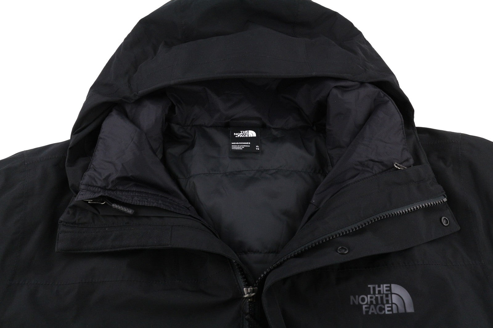 THE NORTH FACE Men Jacket XL Black Hooded Insulated Removable Lining Dryvent