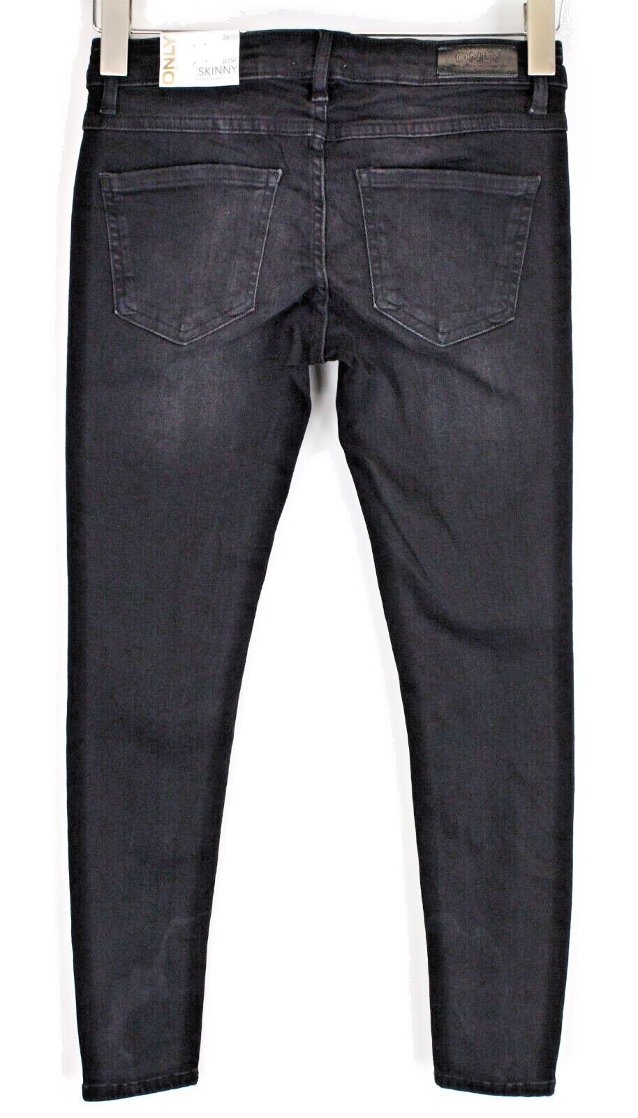 ONLY Womens Jeans W28/L32 Skinny Black Super Low Waist Faded Denim