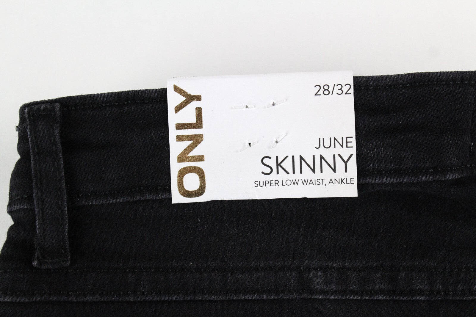 ONLY Womens Jeans W28/L32 Skinny Black Super Low Waist Faded Denim
