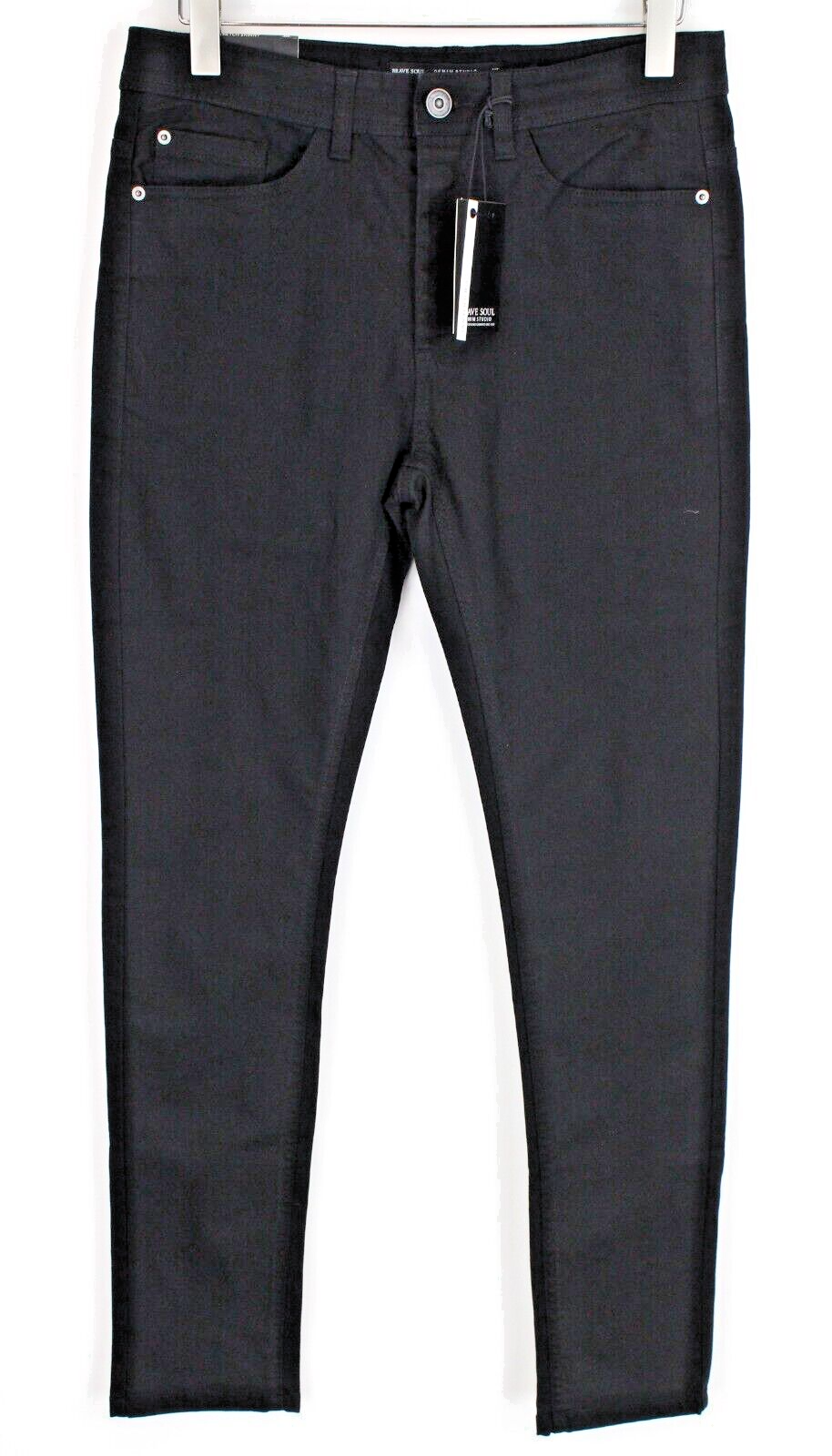 BRAVE SOUL vyriški džinsai, 30 dydžio, aptempti, juodi, su sagomis, tamprūs, Eastbourne stiliaus