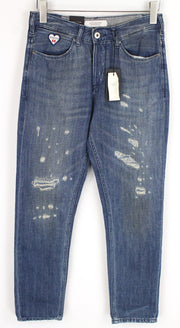 SCOTCH & SODA Womens Jeans W25/L30 Distressed Linen Boyfriend Stained