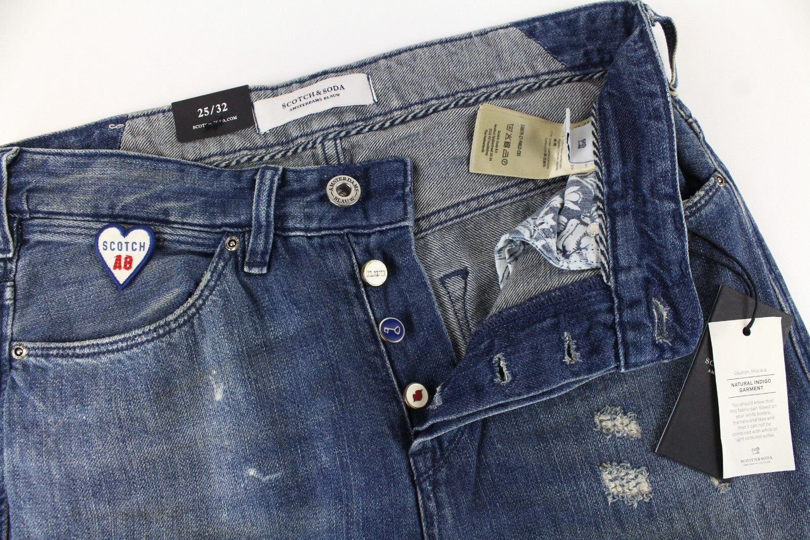 SCOTCH & SODA Womens Jeans W25/L32 Boyfriend Linen Distressed Stained