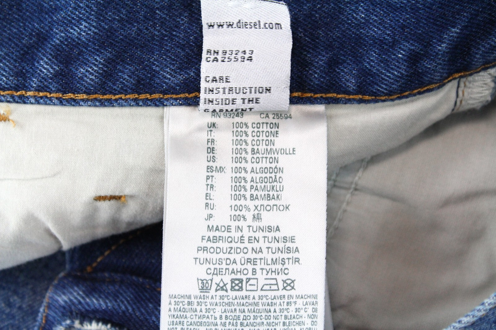 DIESEL Mens Jeans W29/L32 Tapered Light Blue Button-Fly D-Aygle 0076Y Cotton