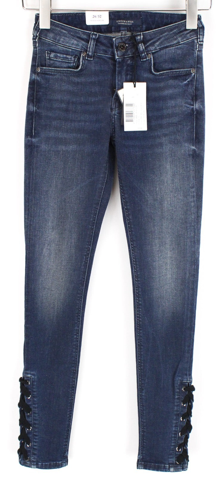 SCOTCH & SODA Womens Jeans W24/L32 La Bohemienne Mid-Rise Skinny Lace-Up