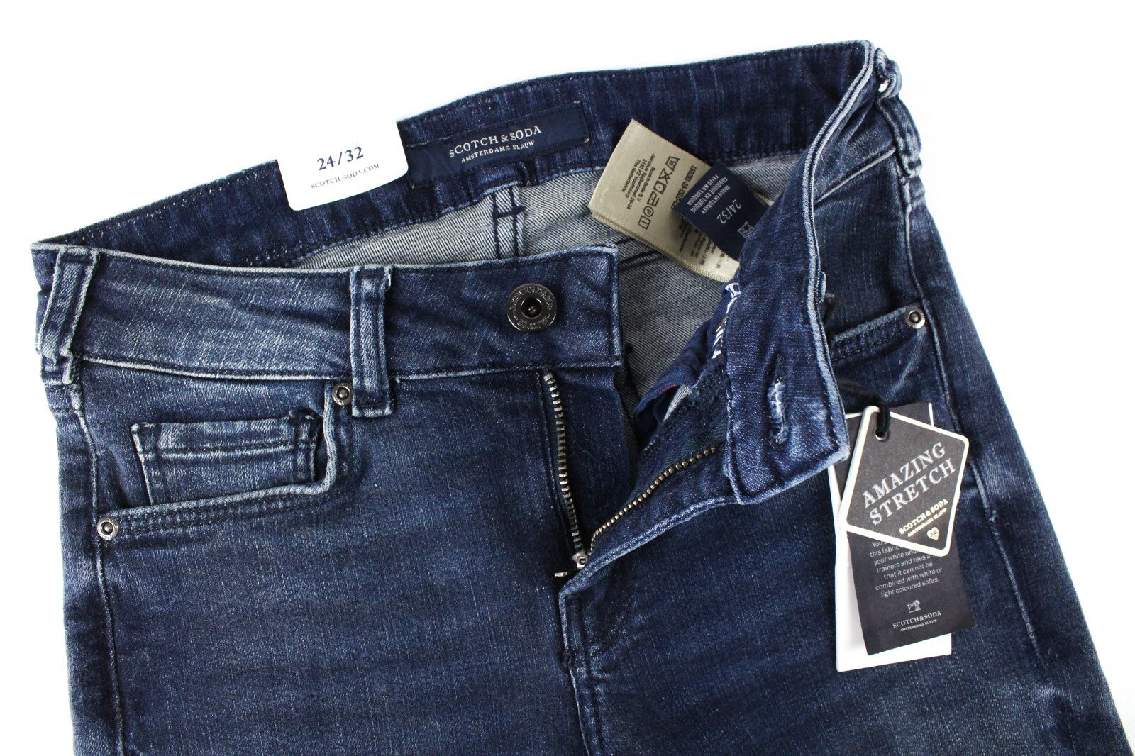 SCOTCH & SODA Womens Jeans W24/L32 La Bohemienne Mid-Rise Skinny Lace-Up