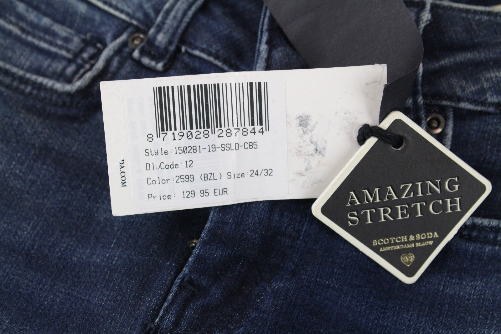 SCOTCH & SODA Womens Jeans W24/L32 La Bohemienne Mid-Rise Skinny Lace-Up