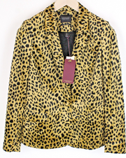 MAISON SCOTCH Womens Blazer S Leopard Print Notch Lapel Short Club Voyage