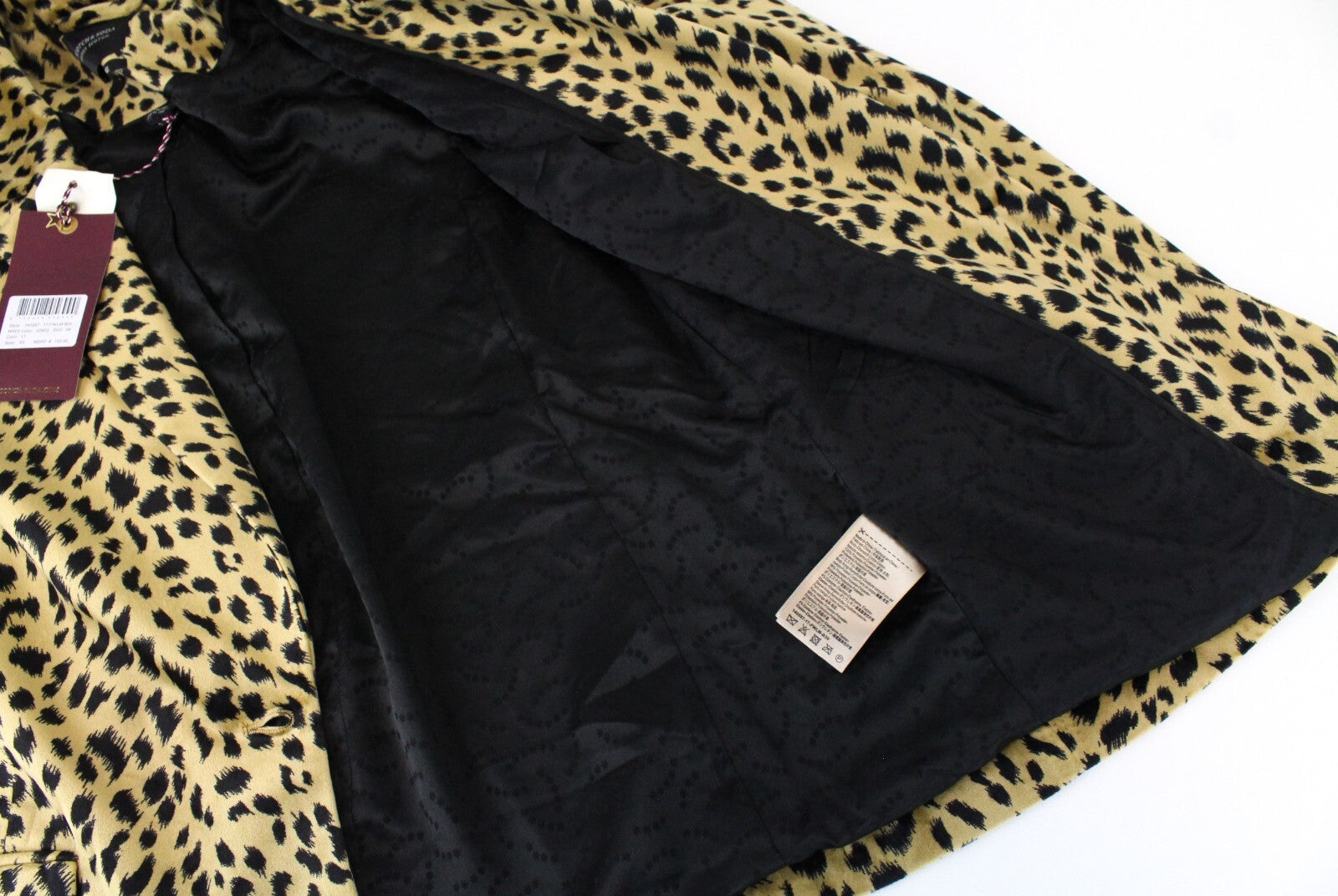 MAISON SCOTCH Womens Blazer S Leopard Print Notch Lapel Short Club Voyage