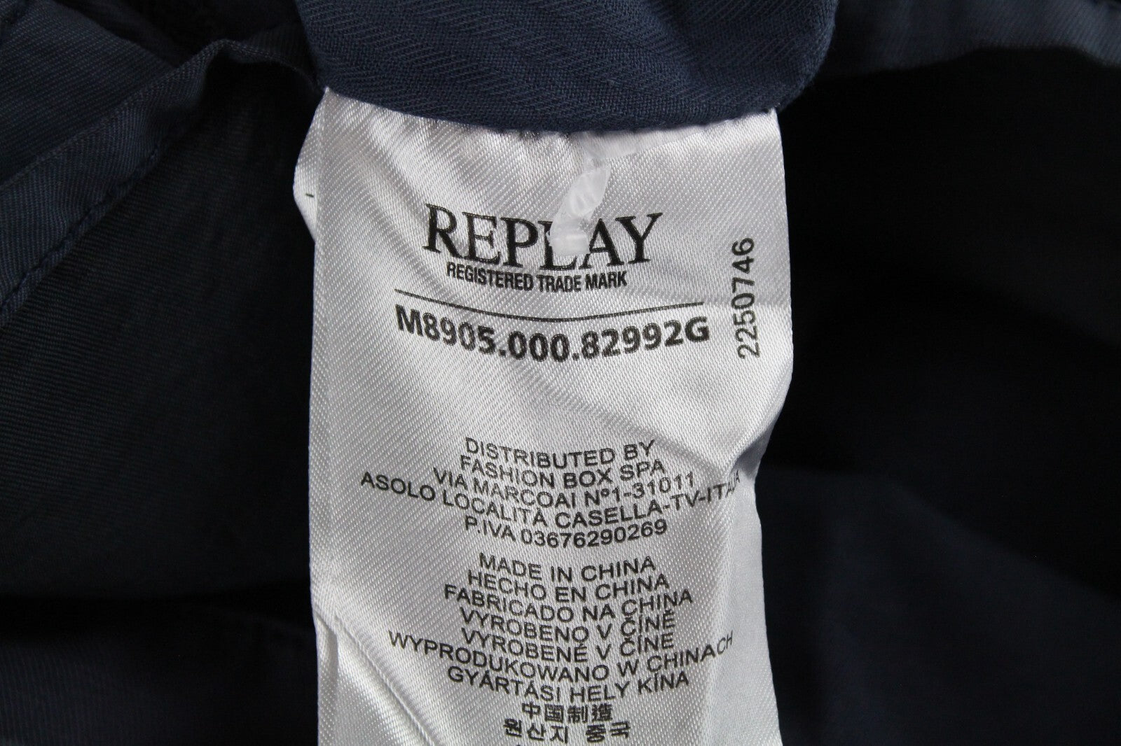 REPLAY Mens Jacket M Dark Blue Casual Military Zip-Up Lined Faded Style