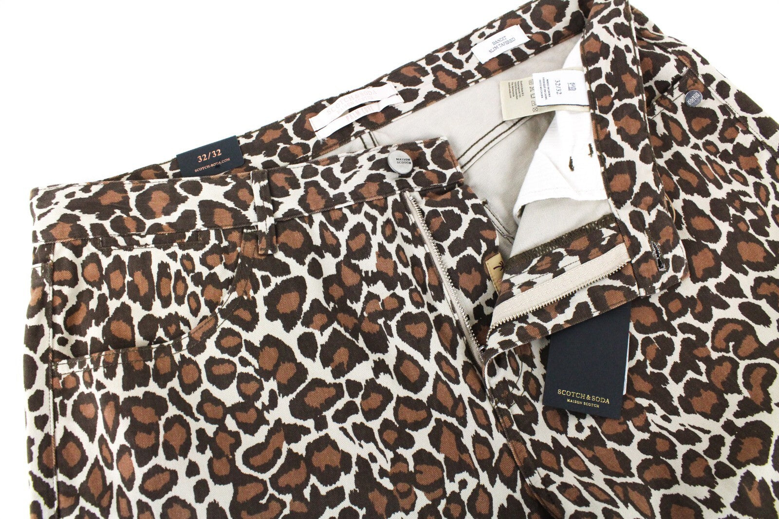 MAISON SCOTCH Womens Jeans W32/L32 Cheetah Pattern Slim Bandit Tapered Cotton