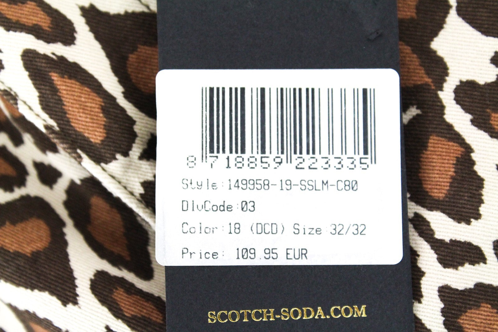 MAISON SCOTCH Womens Jeans W32/L32 Cheetah Pattern Slim Bandit Tapered Cotton