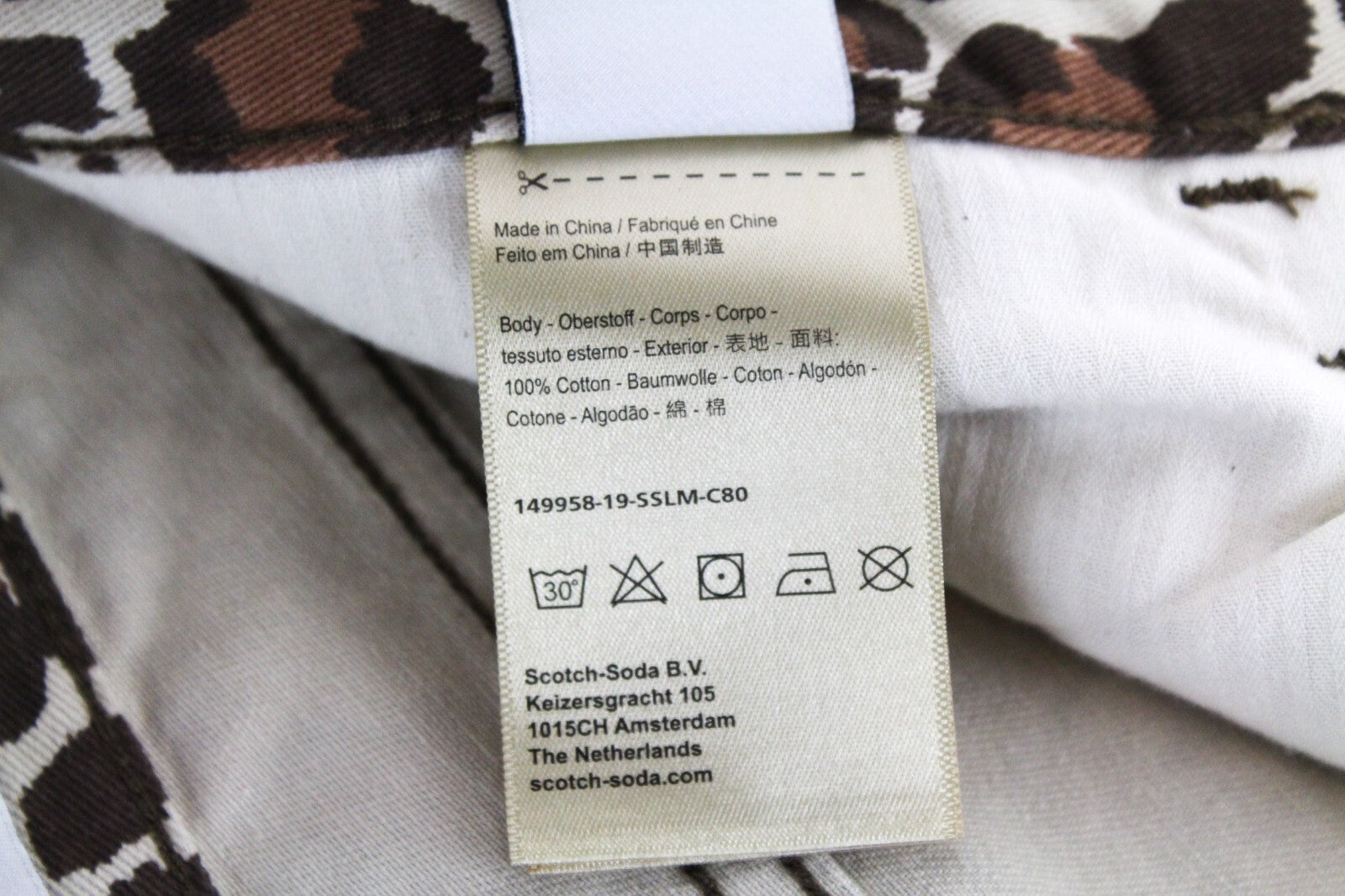 MAISON SCOTCH Womens Jeans W32/L32 Cheetah Pattern Slim Bandit Tapered Cotton