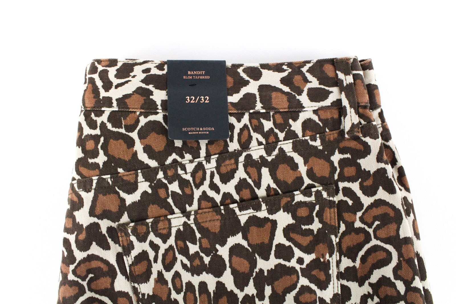 MAISON SCOTCH Womens Jeans W32/L32 Cheetah Pattern Slim Bandit Tapered Cotton