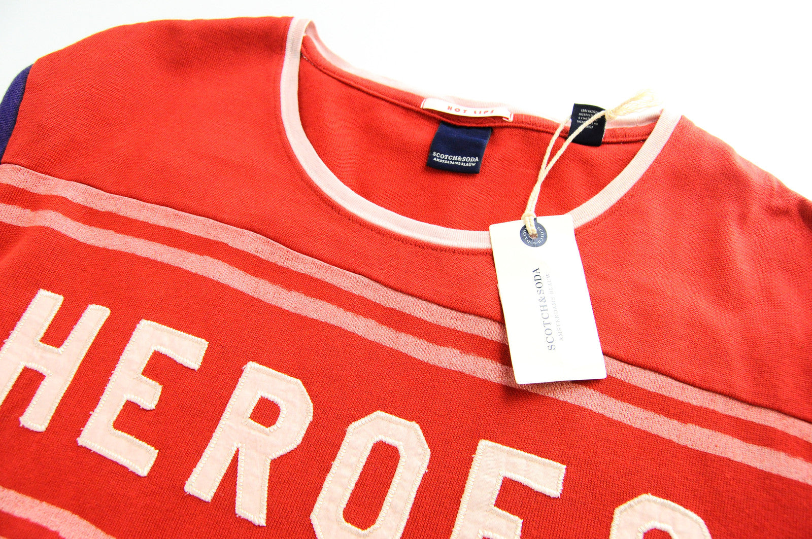 SCOTCH & SODA Ams Blauw Men's Red Cotton T-Shirt 2XL Casual Round Neck Pullover