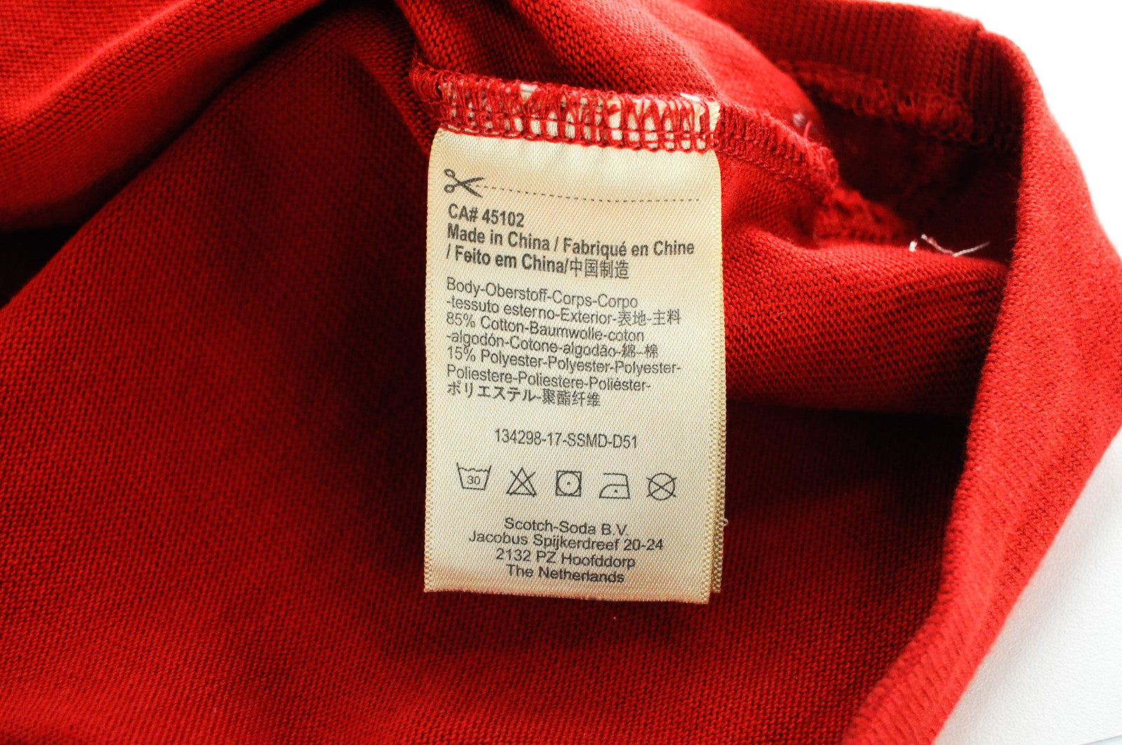 SCOTCH & SODA Ams Blauw Men's Red Cotton T-Shirt 2XL Casual Round Neck Pullover