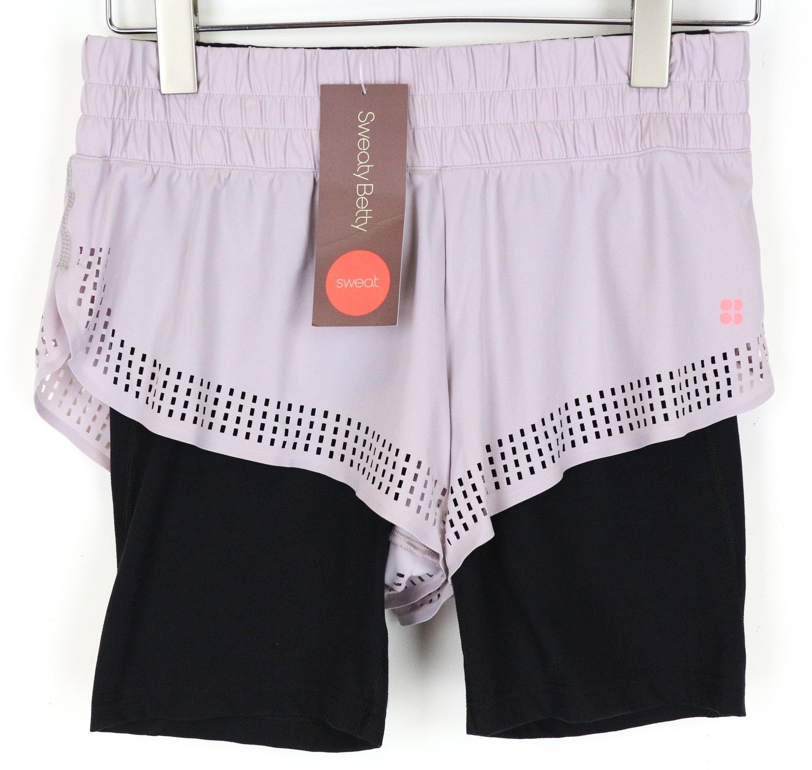 SWEATY BETTY Aerial 2in1 S Purple Layered Gym Shorts Women's Stretch Workout