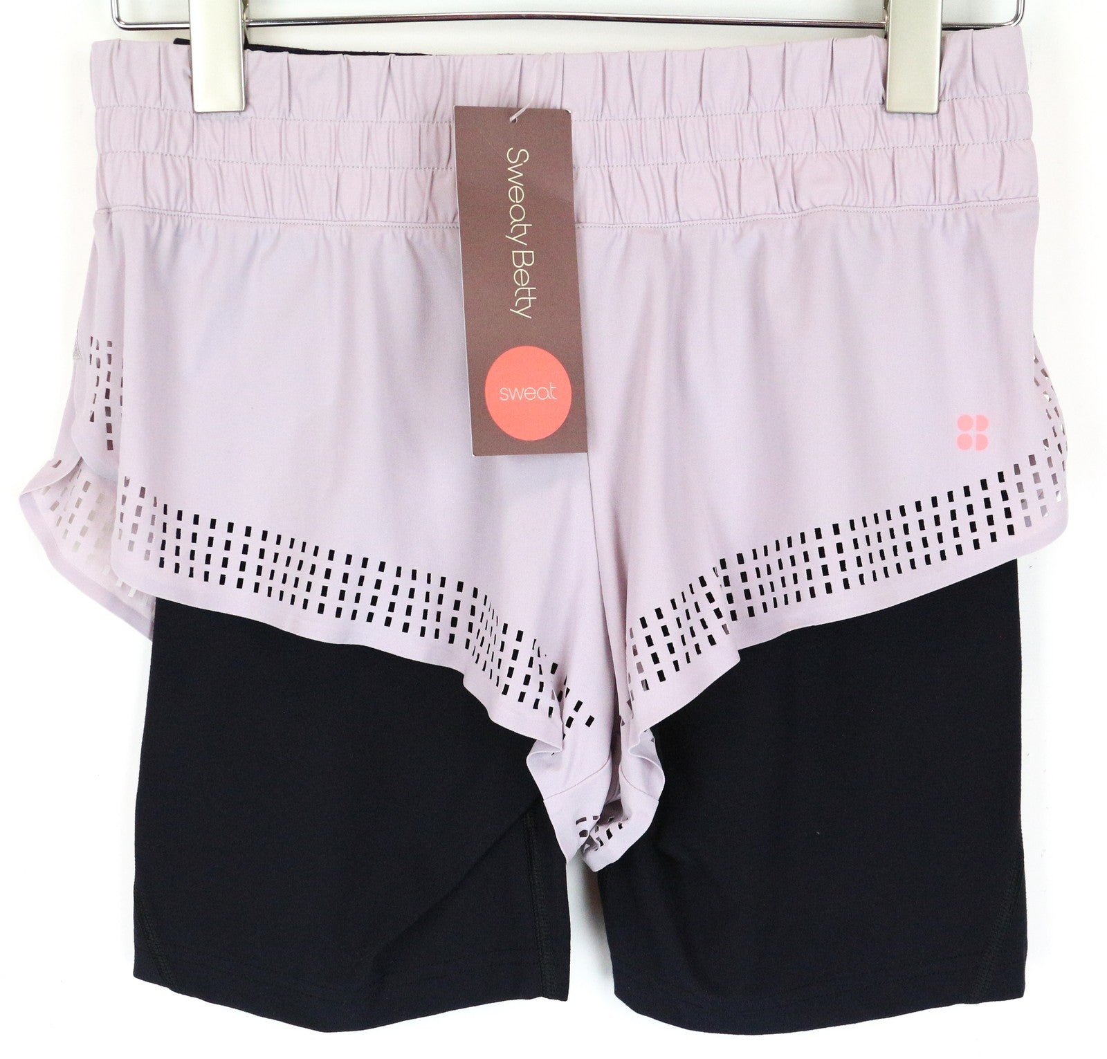 SWEATY BETTY S Aerial 2in1 Purple Sporty Shorts Women's Stretch Gymwear Layered