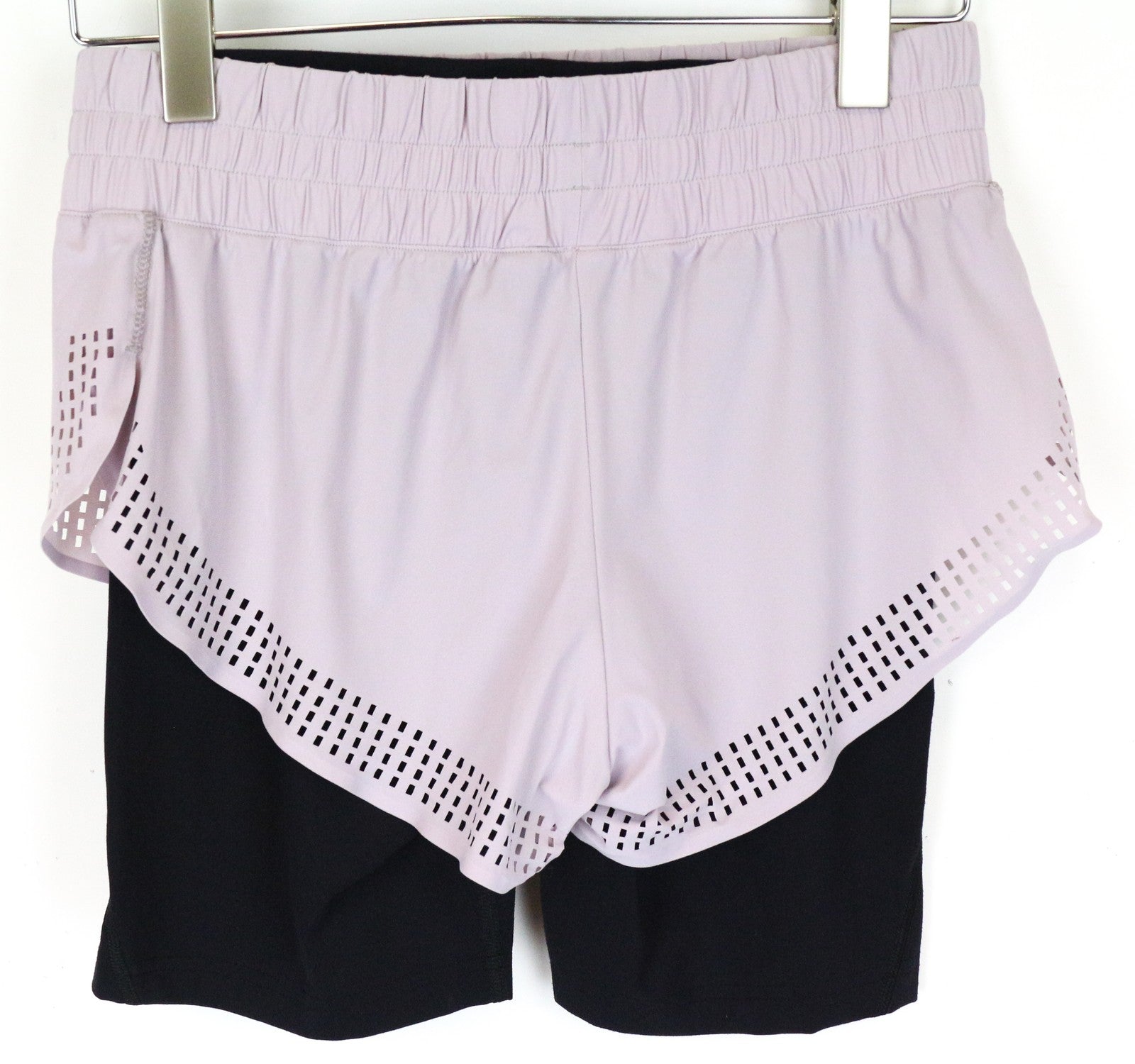 SWEATY BETTY Women's Layered Shorts S Black Purple Aerial 2in1 Activewear Gym