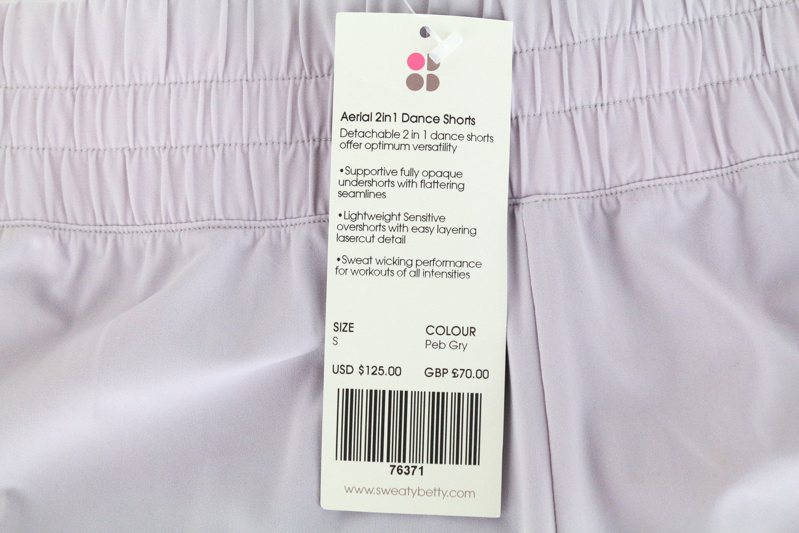 SWEATY BETTY Women's Layered Shorts S Black Purple Aerial 2in1 Activewear Gym