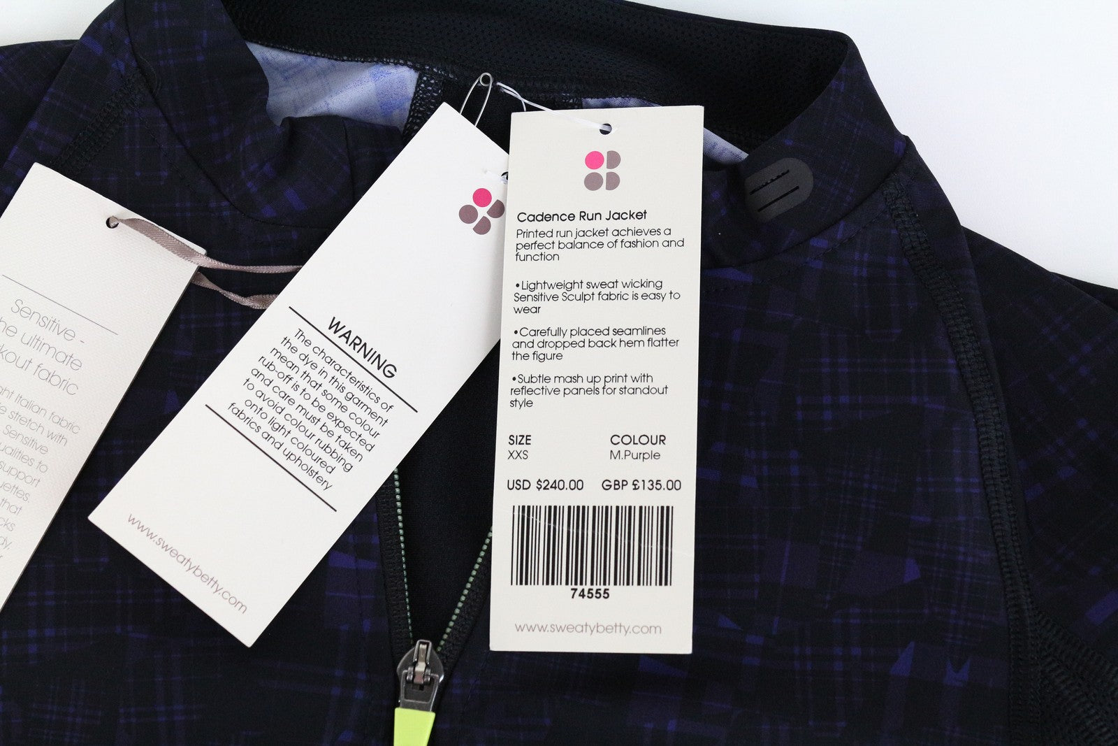 SWEATY BETTY XS Cadence Purple Sweatshirt Stretch Run Sports Top Women's