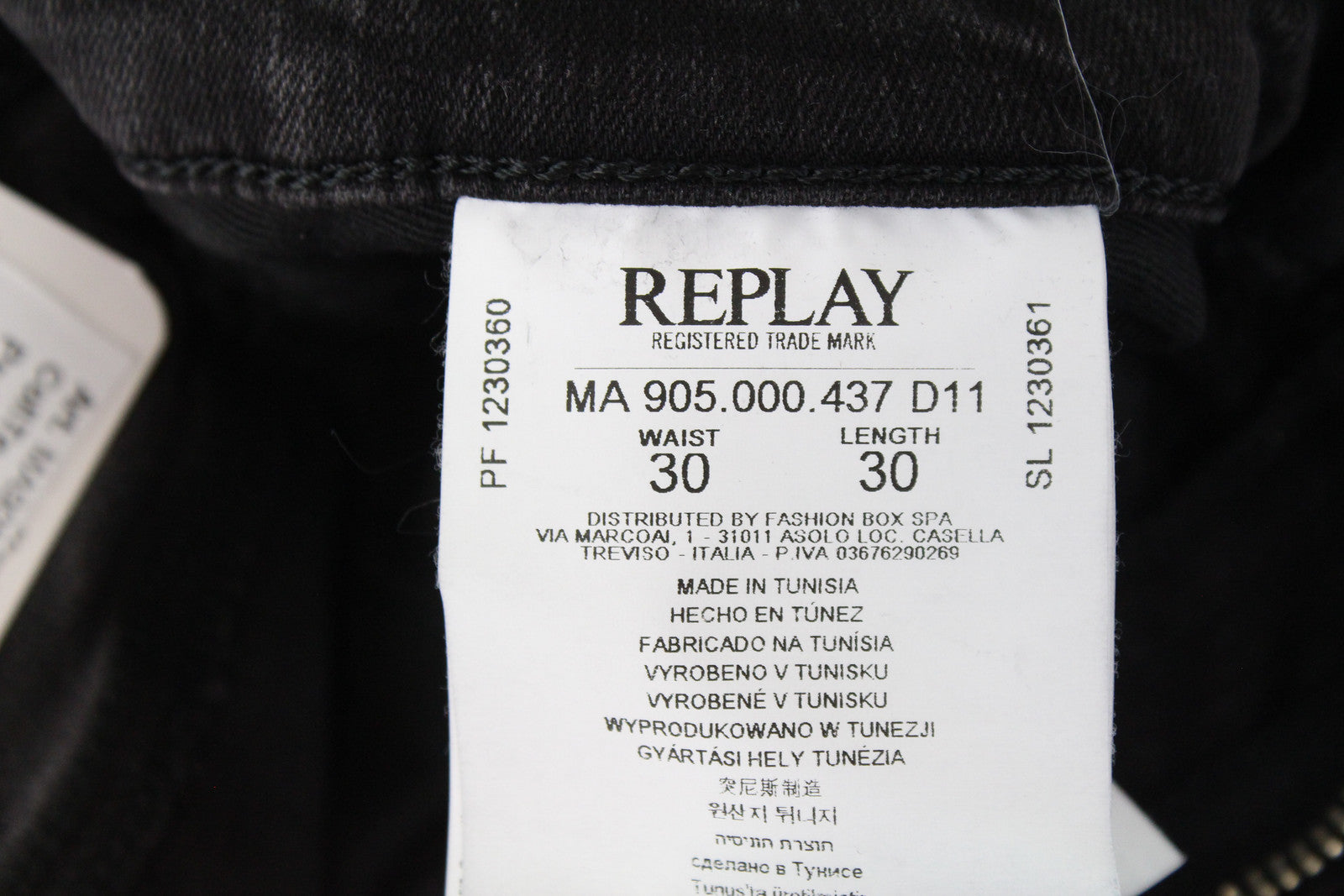 REPLAY Zaldok Men's Grey Skinny Jeans W30/L30 Cotton Stretch Ripped Denim