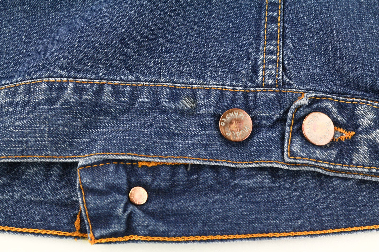 NUDIE JEANS Terry Recycle Worn In Mens Jacket S Blue Faded Cotton Denim Unlined