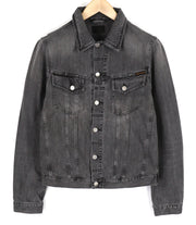 NUDIE Billy Men Jacket M Desolation Grey Neck Button Up Pockets Denim Mid