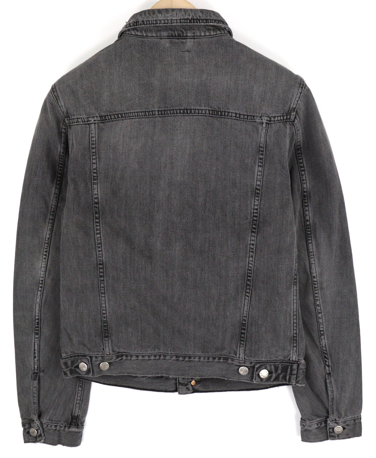 NUDIE Billy Men Jacket M Desolation Grey Neck Button Up Pockets Denim Mid