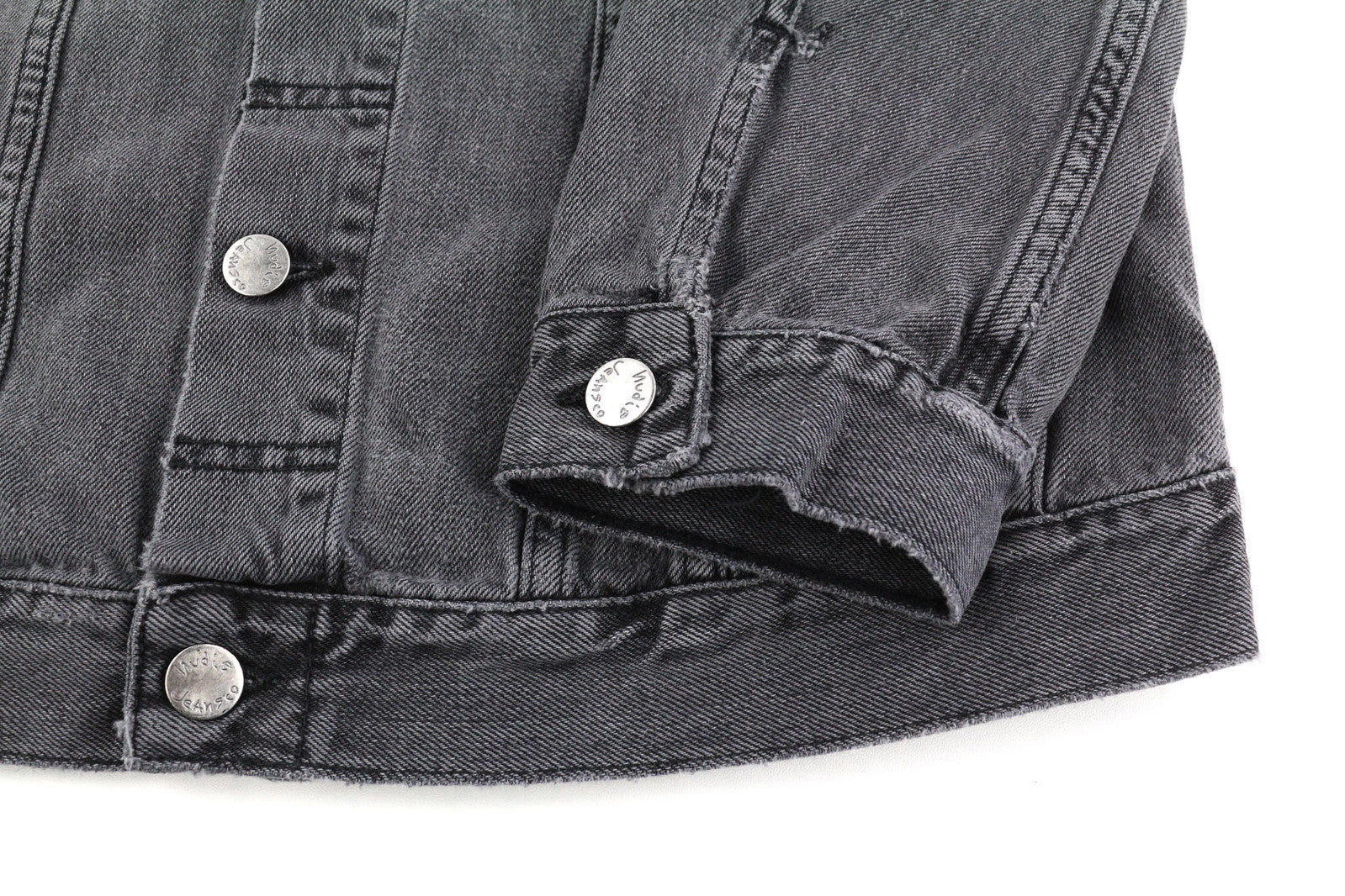 NUDIE Billy Men Jacket M Desolation Grey Neck Button Up Pockets Denim Mid