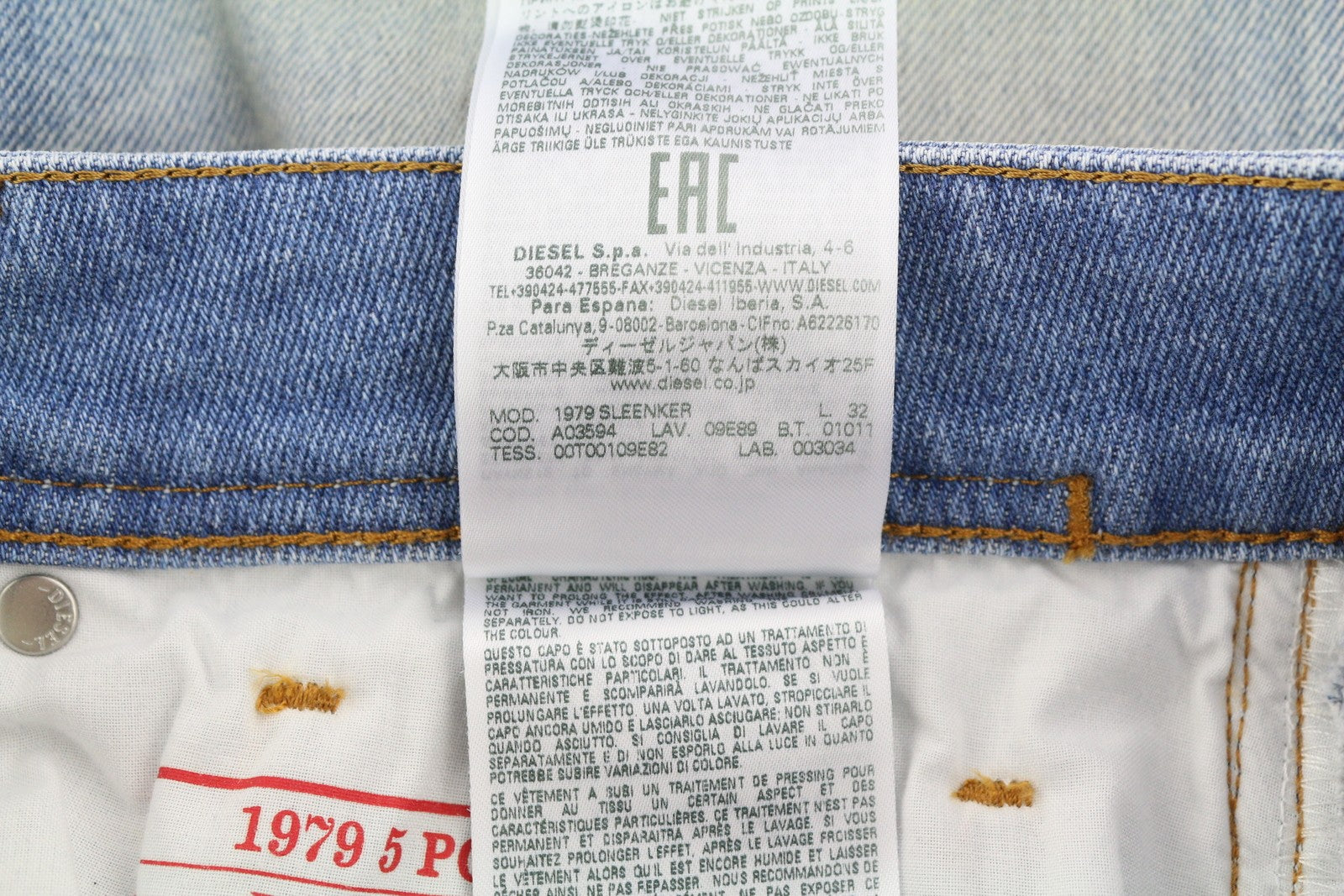 DIESEL 1979 Sleenker 09E89 Men Jeans W32/L32 Low Waist Skinny Denim Blue RRP€295