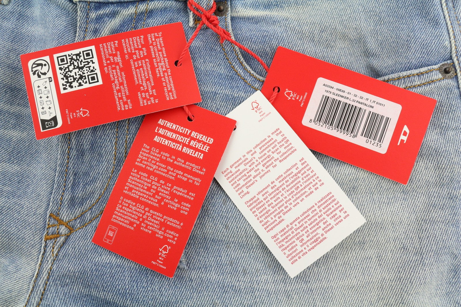 DIESEL 1979 Sleenker 09E89 Men Jeans W32/L32 Low Waist Skinny Denim Blue RRP€295