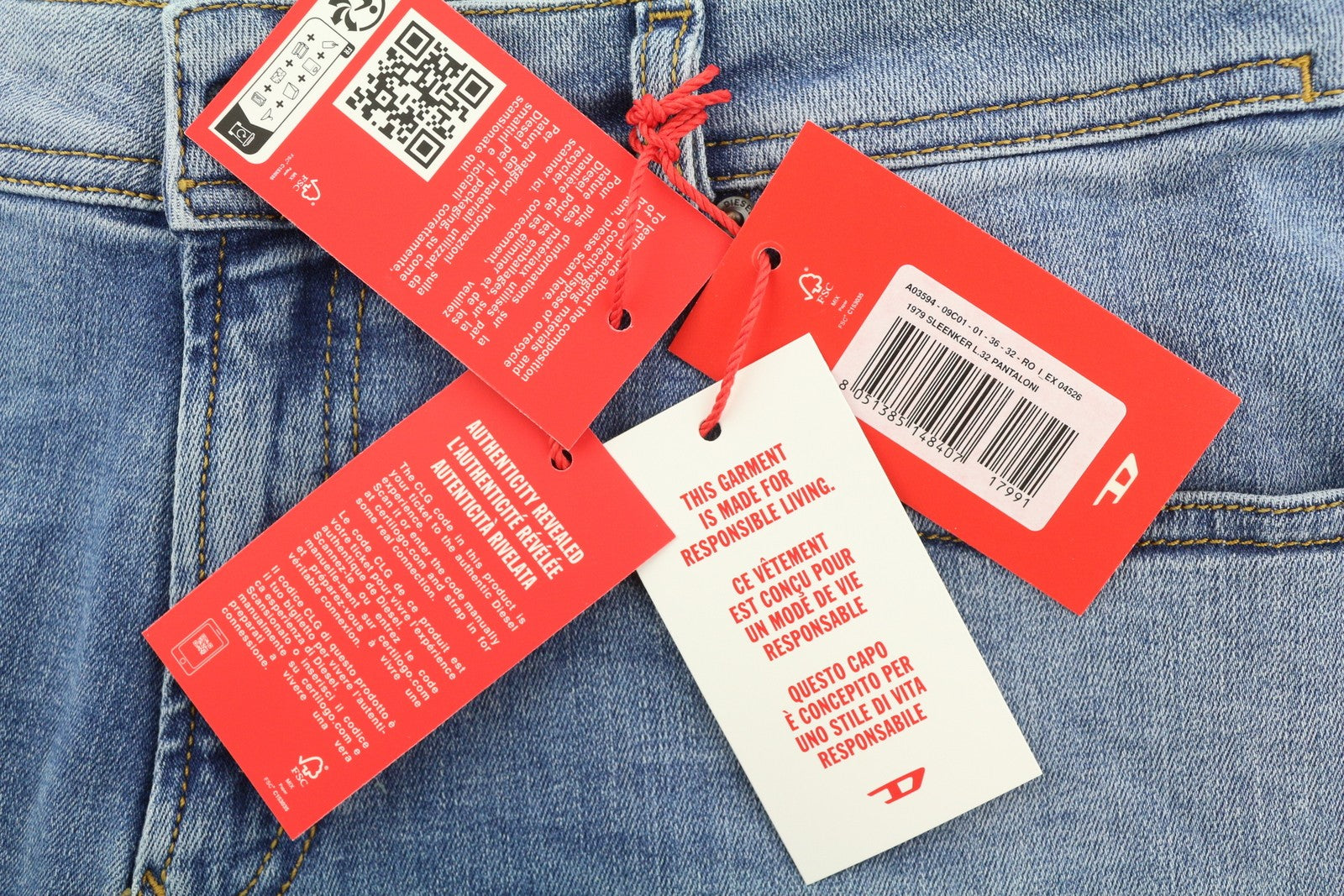 DIESEL 1979 Sleenker 09C01 Men Jeans W36/L32 Low Waist Skinny Denim Blue RRP€195