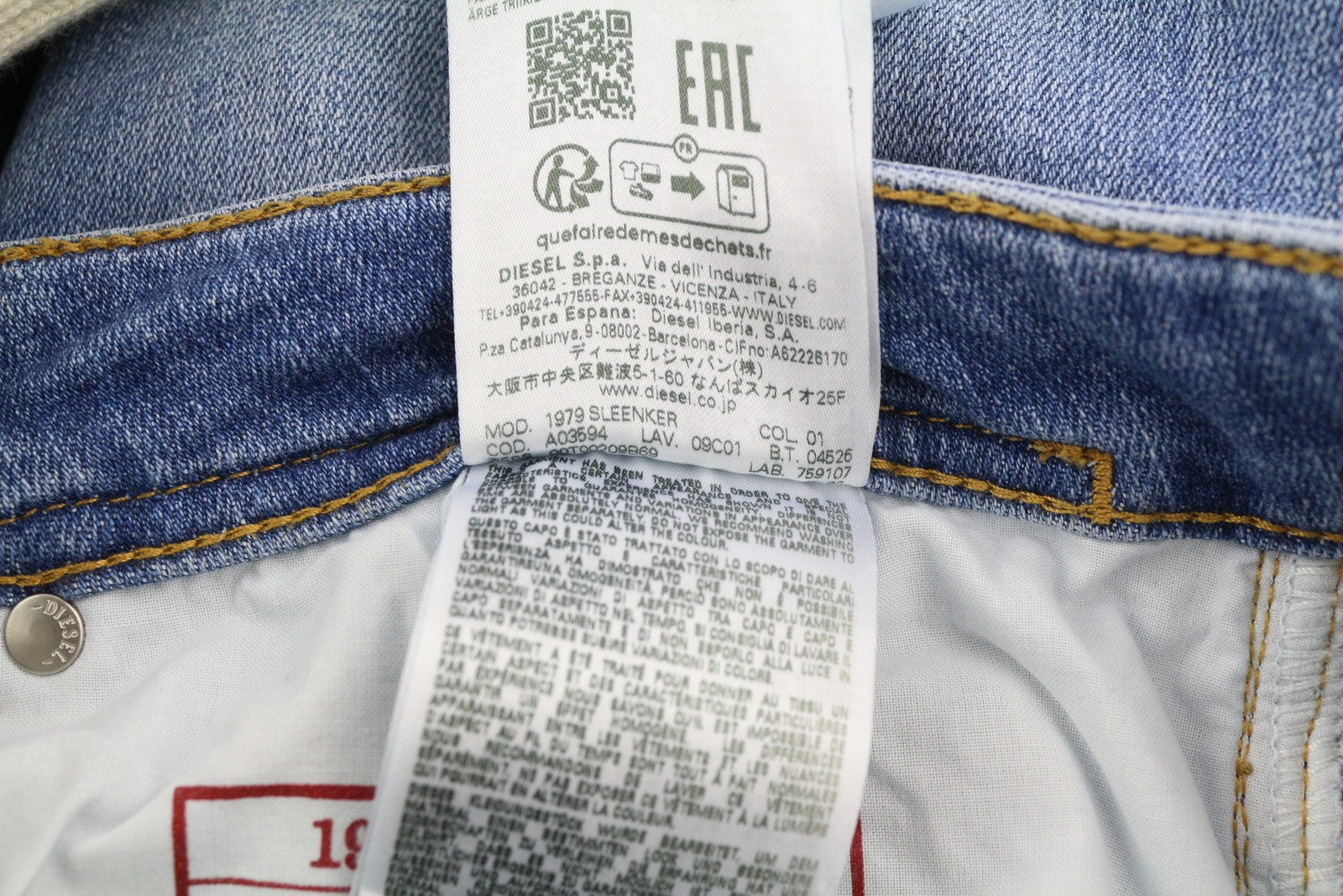 DIESEL 1979 Sleenker 09C01 Men Jeans W36/L32 Low Waist Skinny Denim Blue RRP€195