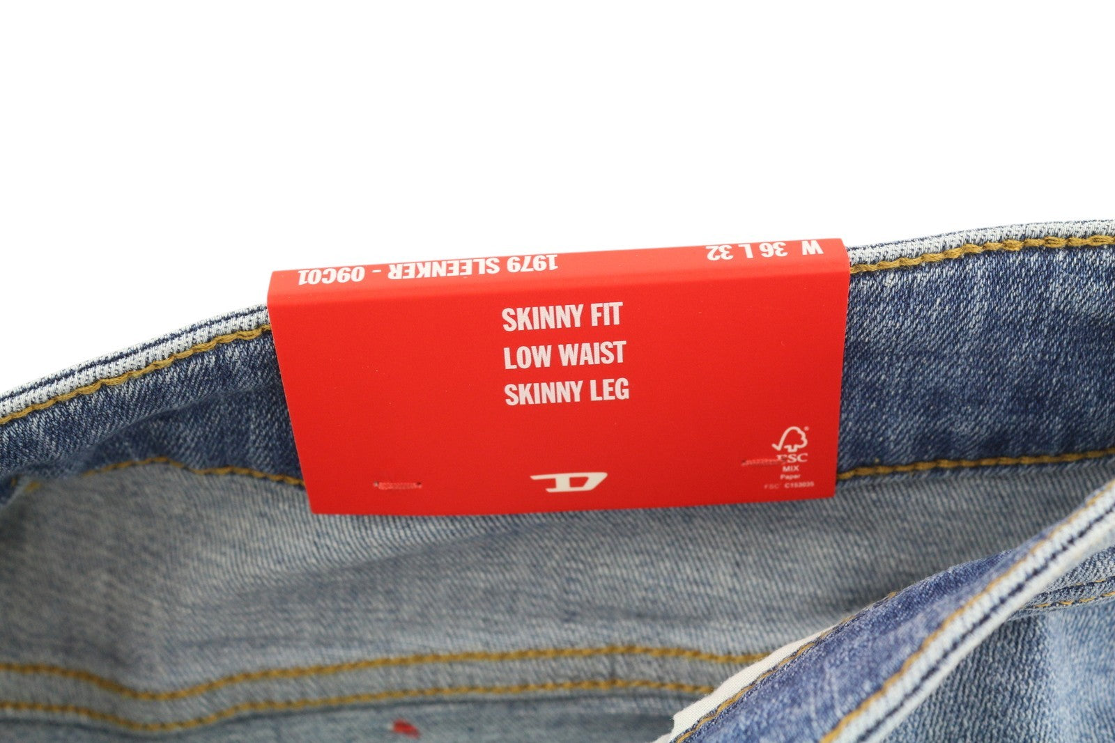 DIESEL 1979 Sleenker 09C01 Men Jeans W36/L32 Low Waist Skinny Denim Blue RRP€195