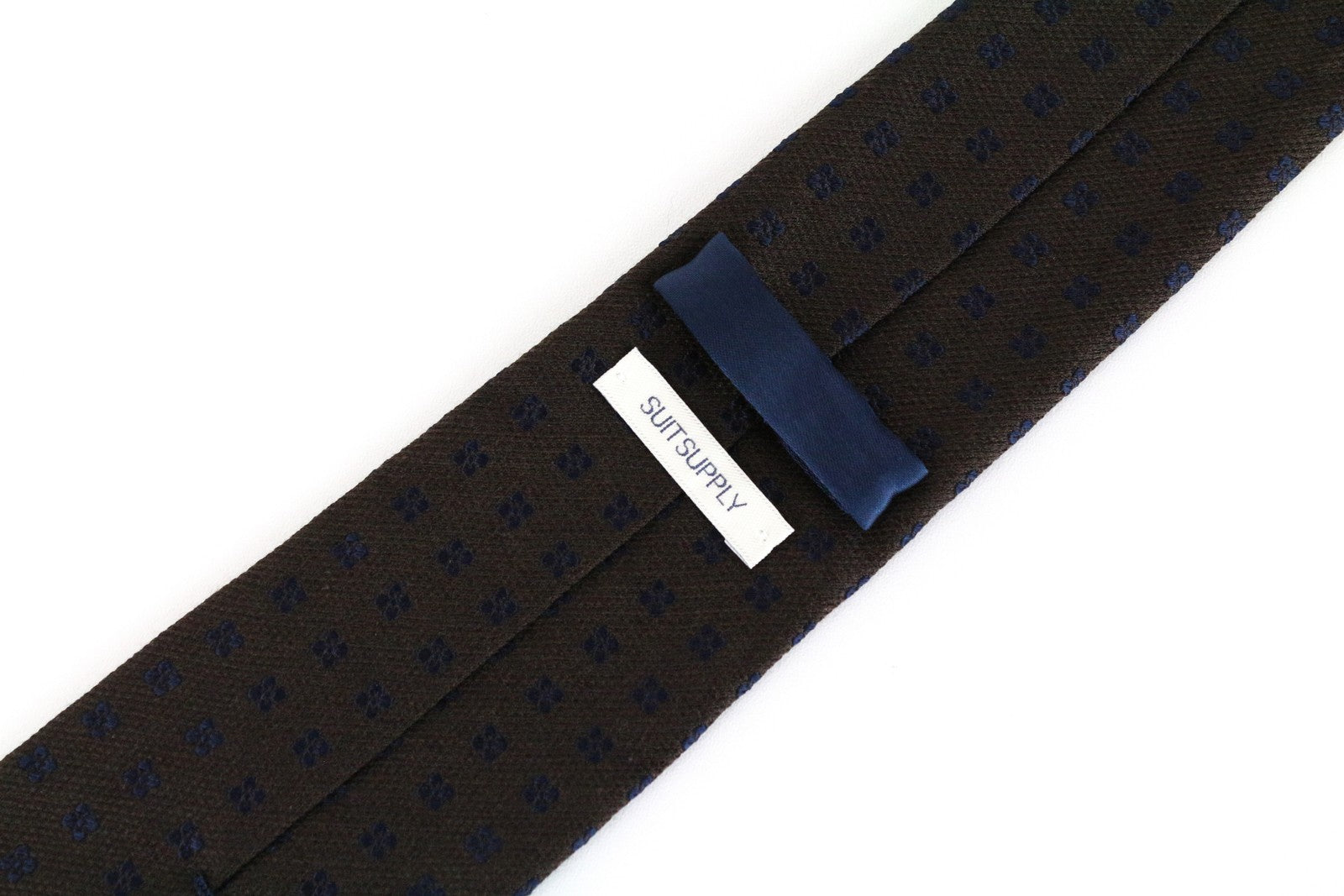 SUITSUPPLY Brown Tie Silk Wool Blend Patterned 150 x 8 cm Men's Pointed End