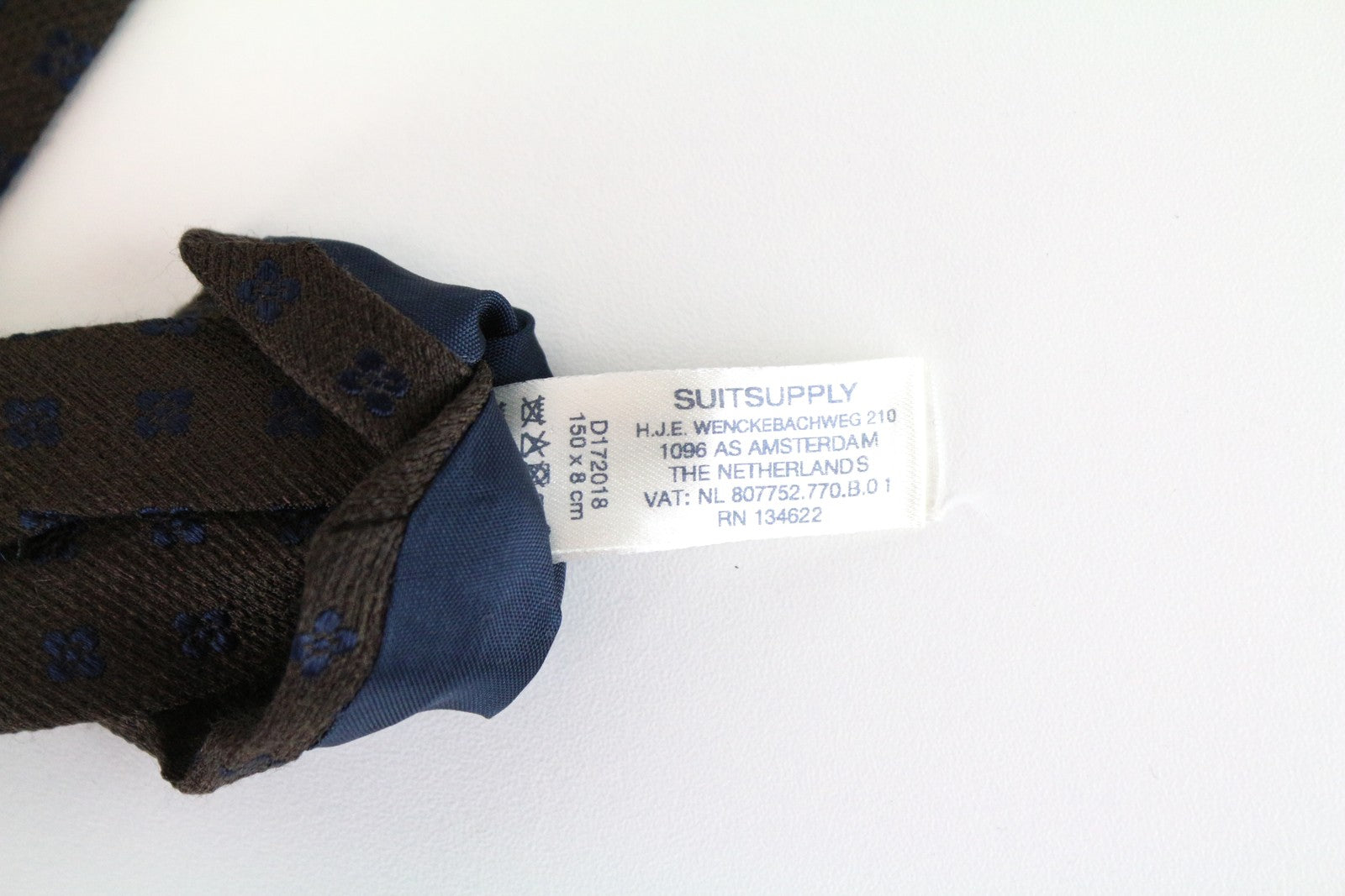 SUITSUPPLY Brown Tie Silk Wool Blend Patterned 150 x 8 cm Men's Pointed End