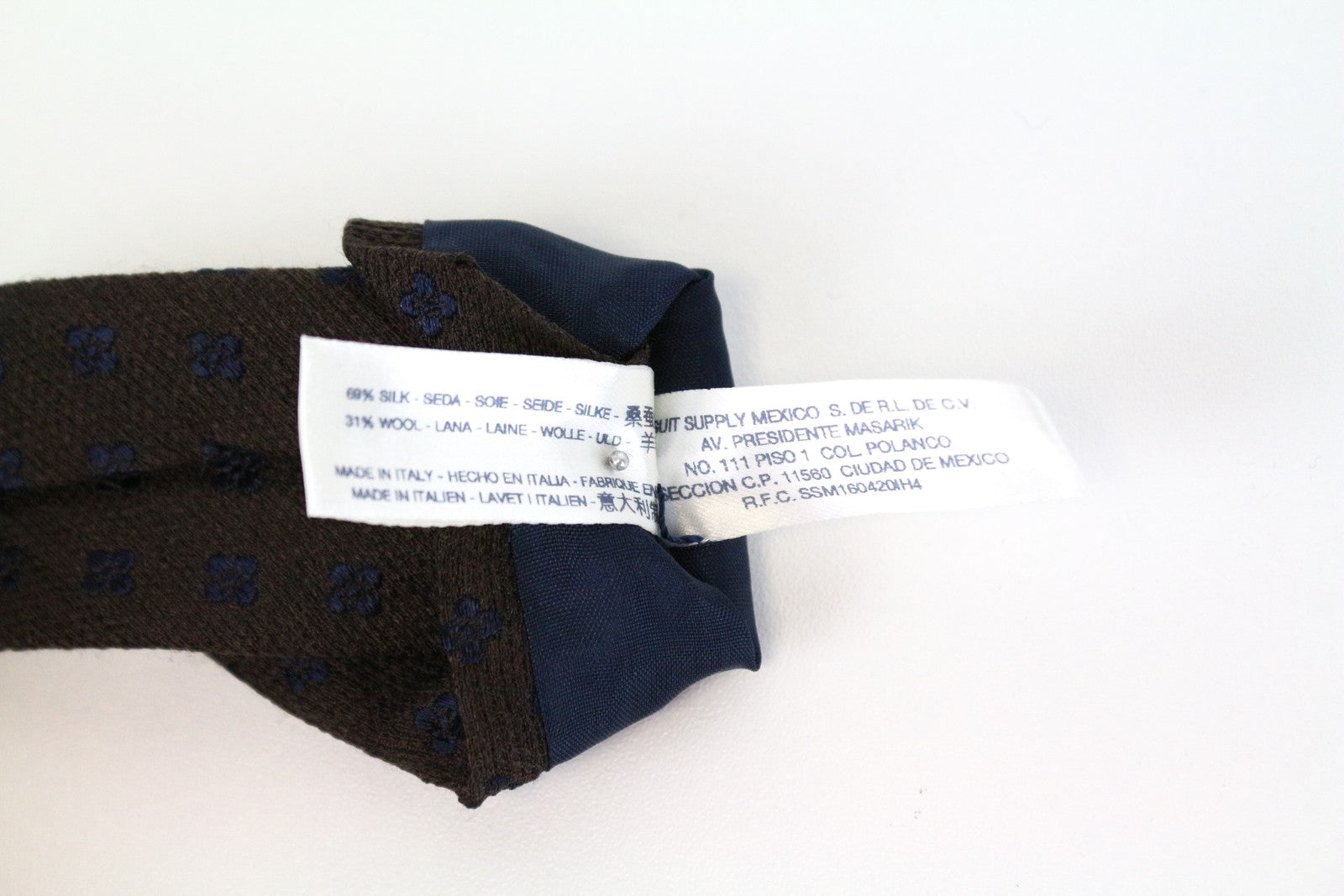 SUITSUPPLY Brown Tie Silk Wool Blend Patterned 150 x 8 cm Men's Pointed End