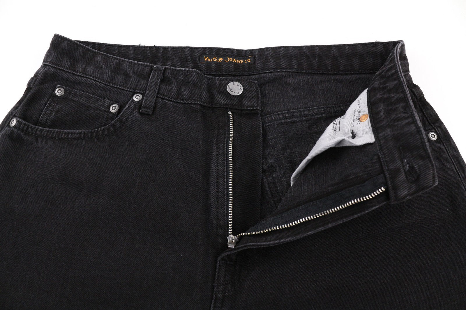 NUDIE JEANS Breezy Britt Womens Jeans W32/L30 Black Worn Zipper Cotton Dark