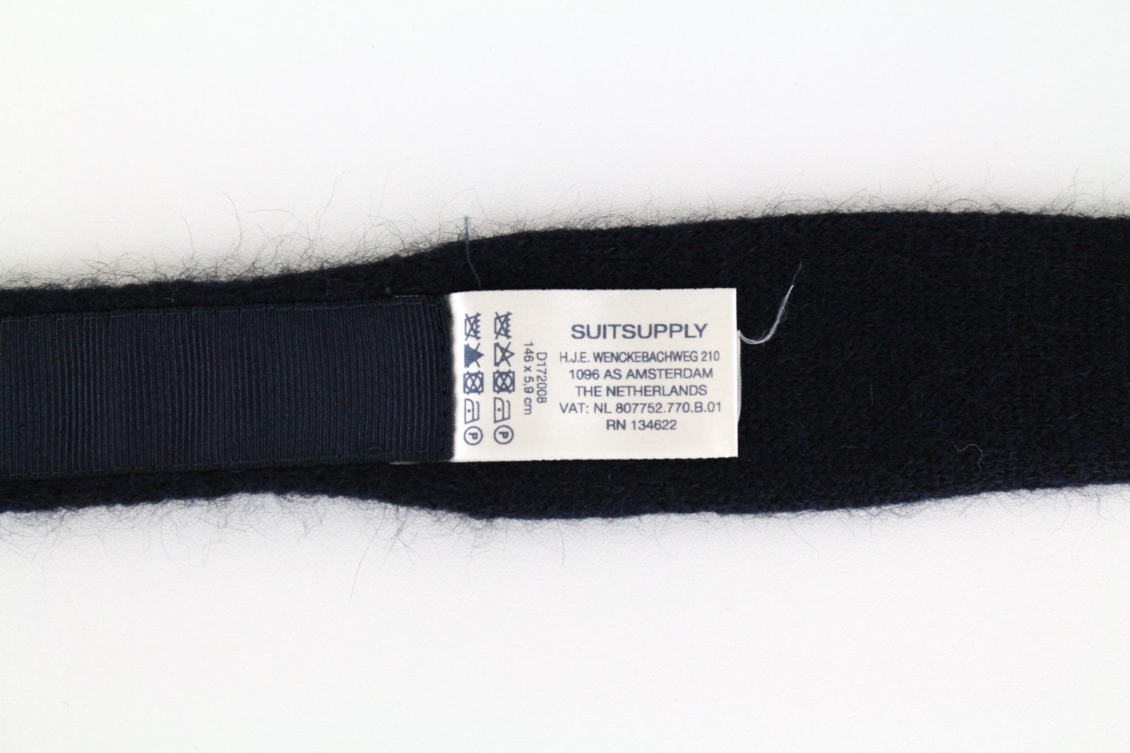 SUITSUPPLY Navy Squared-End Tie Alpaca Wool Blend 146 x 5.9 cm Men's Formal