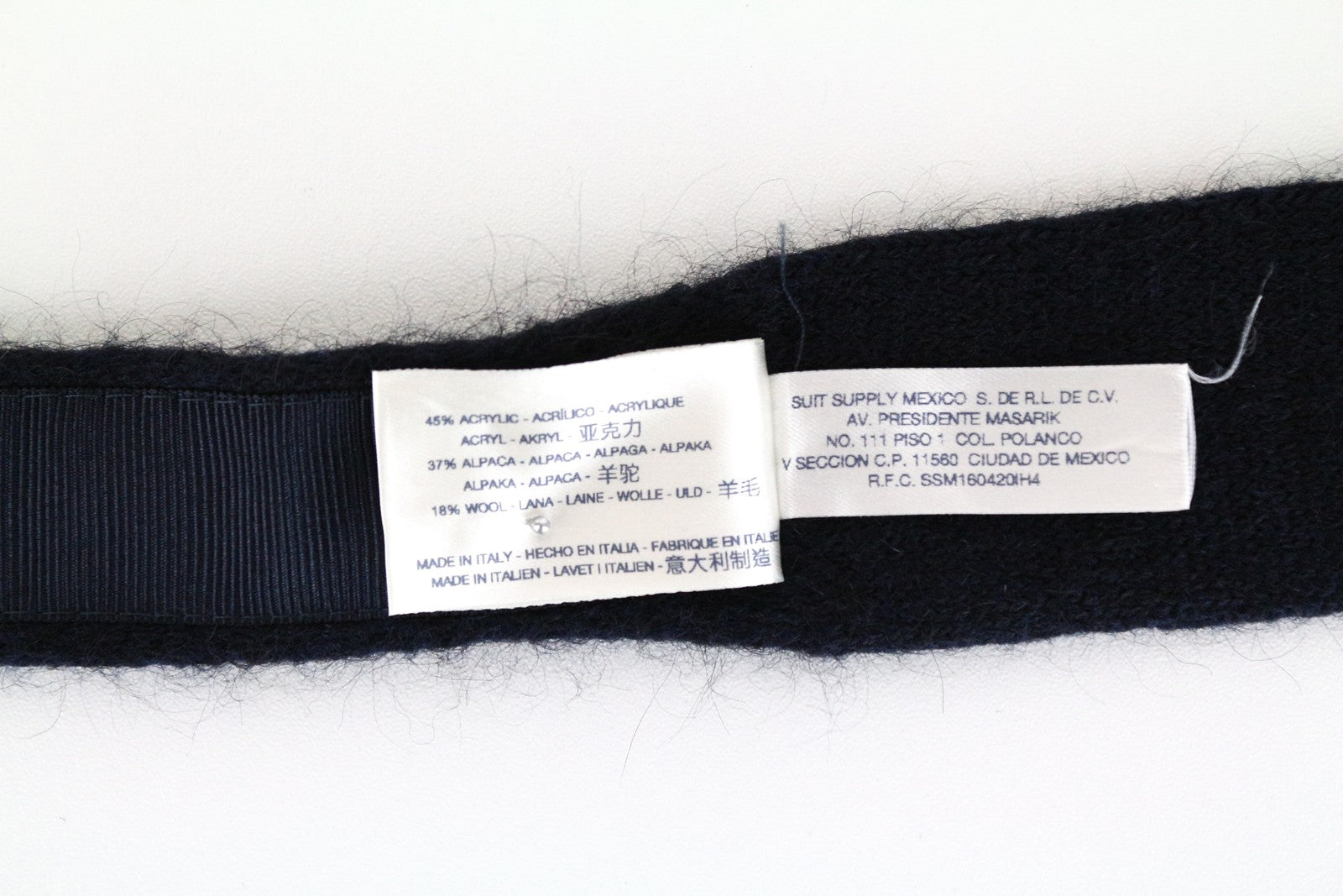 SUITSUPPLY Navy Squared-End Tie Alpaca Wool Blend 146 x 5.9 cm Men's Formal