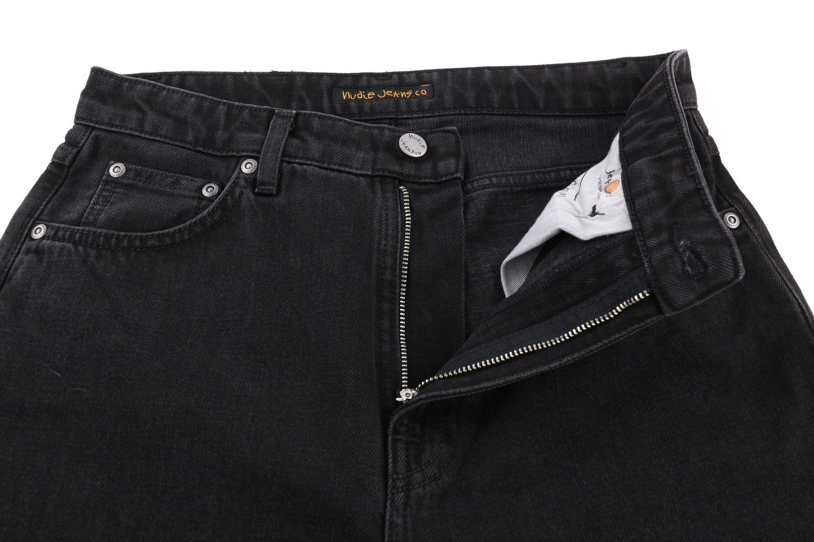 NUDIE JEANS Breezy Britt Womens Jeans W29/L28 Black Worn Zipper  Cotton Denim