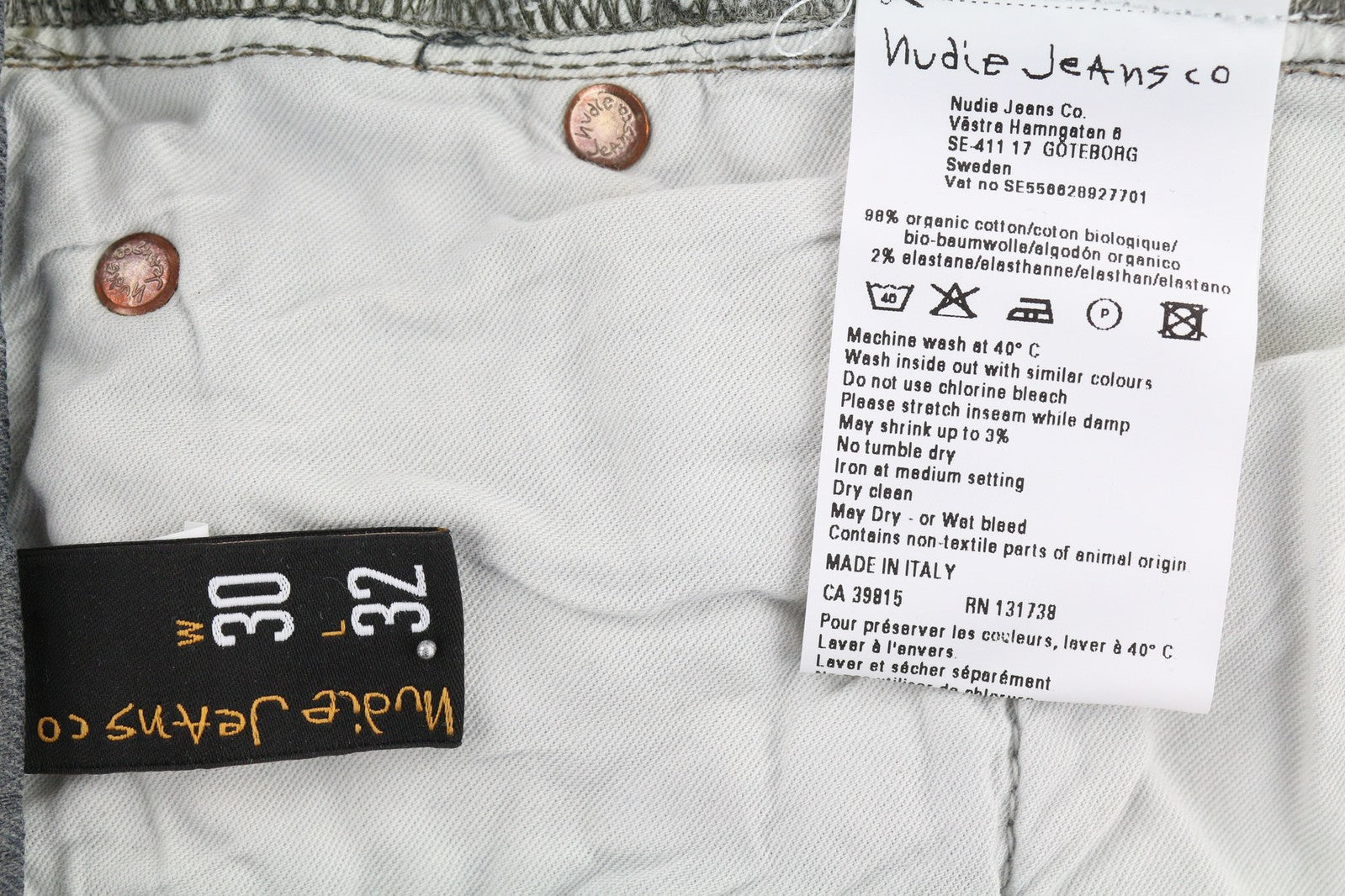 NUDIE JEANS Tight Long John Men Jeans W30/L32 Organic Charcoal Washed Slim Logo