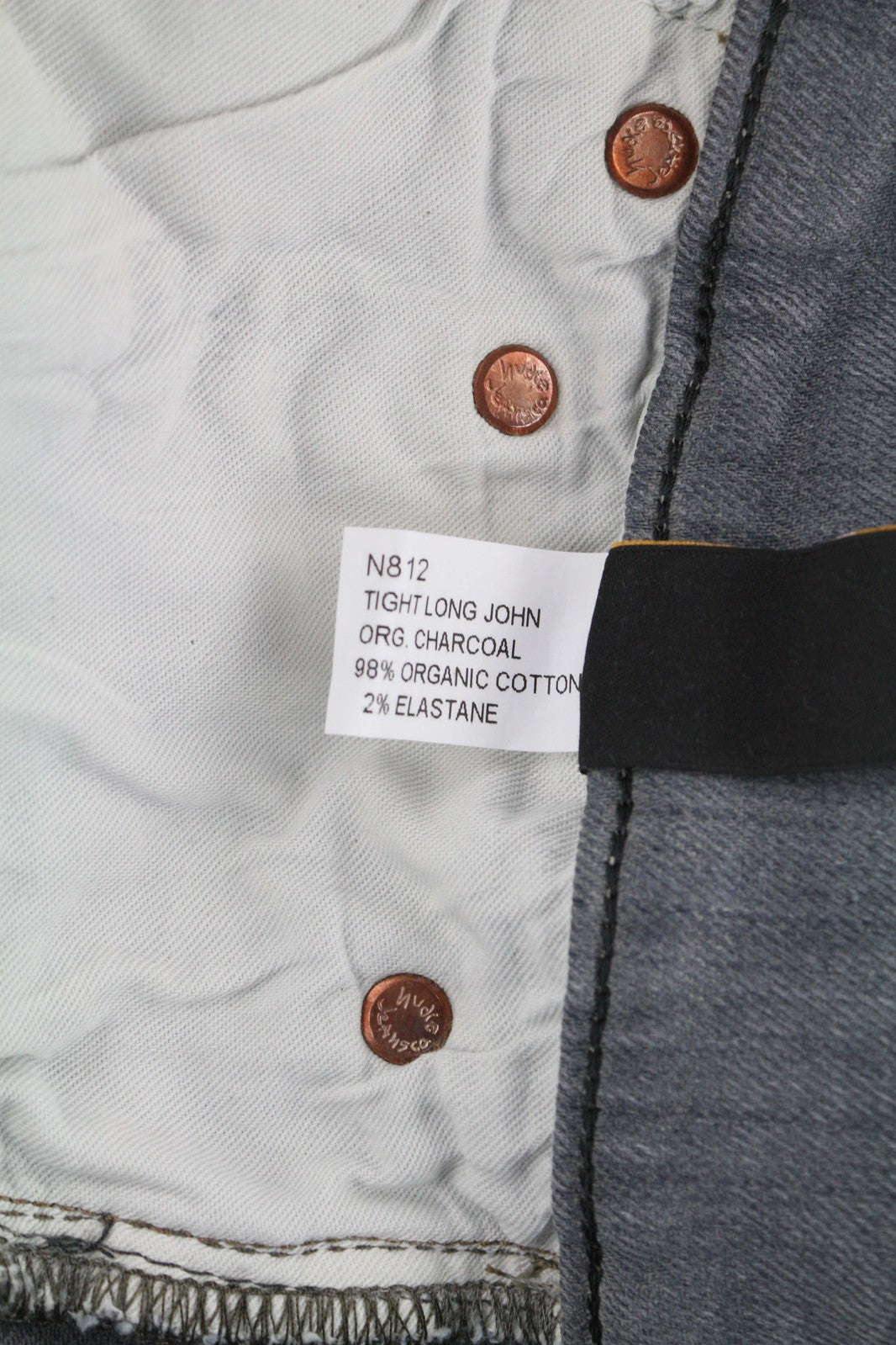 NUDIE JEANS Tight Long John Men Jeans W30/L32 Organic Charcoal Washed Slim Logo