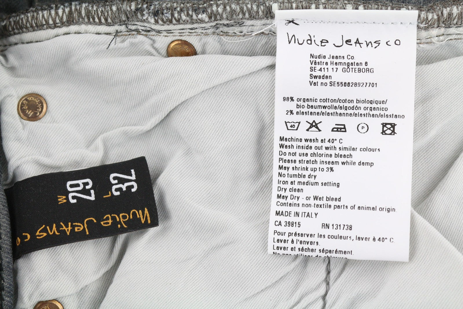 NUDIE JEANS Tight Long John Men Jeans W29/L32 Organic Charcoal Washed Slim Denim