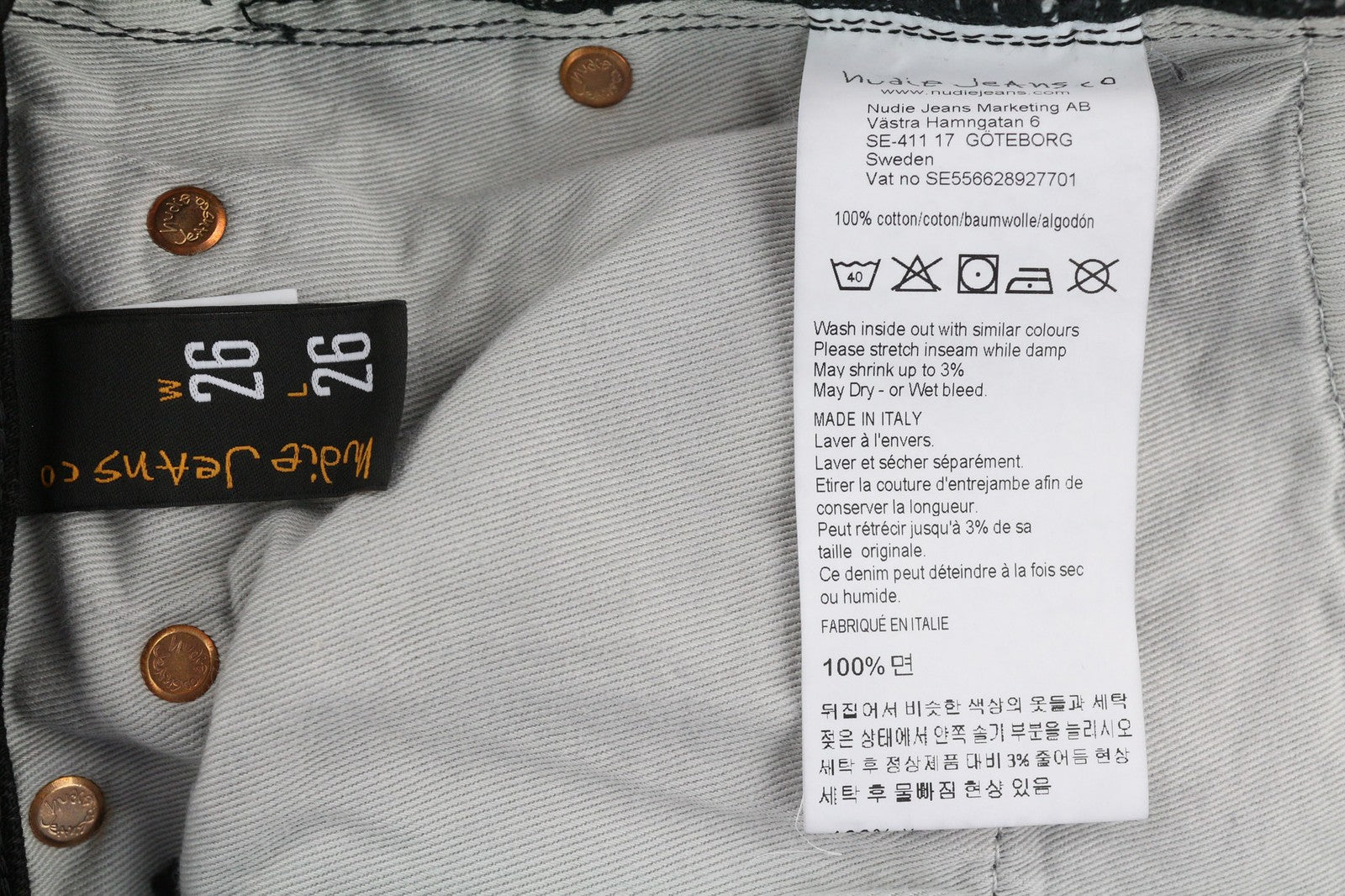 NUDIE JEANS Breezy Britt Womens Jeans W26/L26 Black Worn Zipper  Cotton Denim