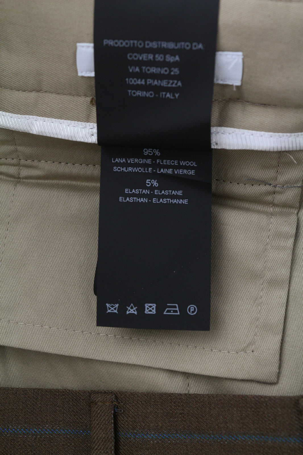 PT TORINO Rebel Fit Men Trousers 52 W37 Brown Fleece Wool Blend Pleat Pinstripe