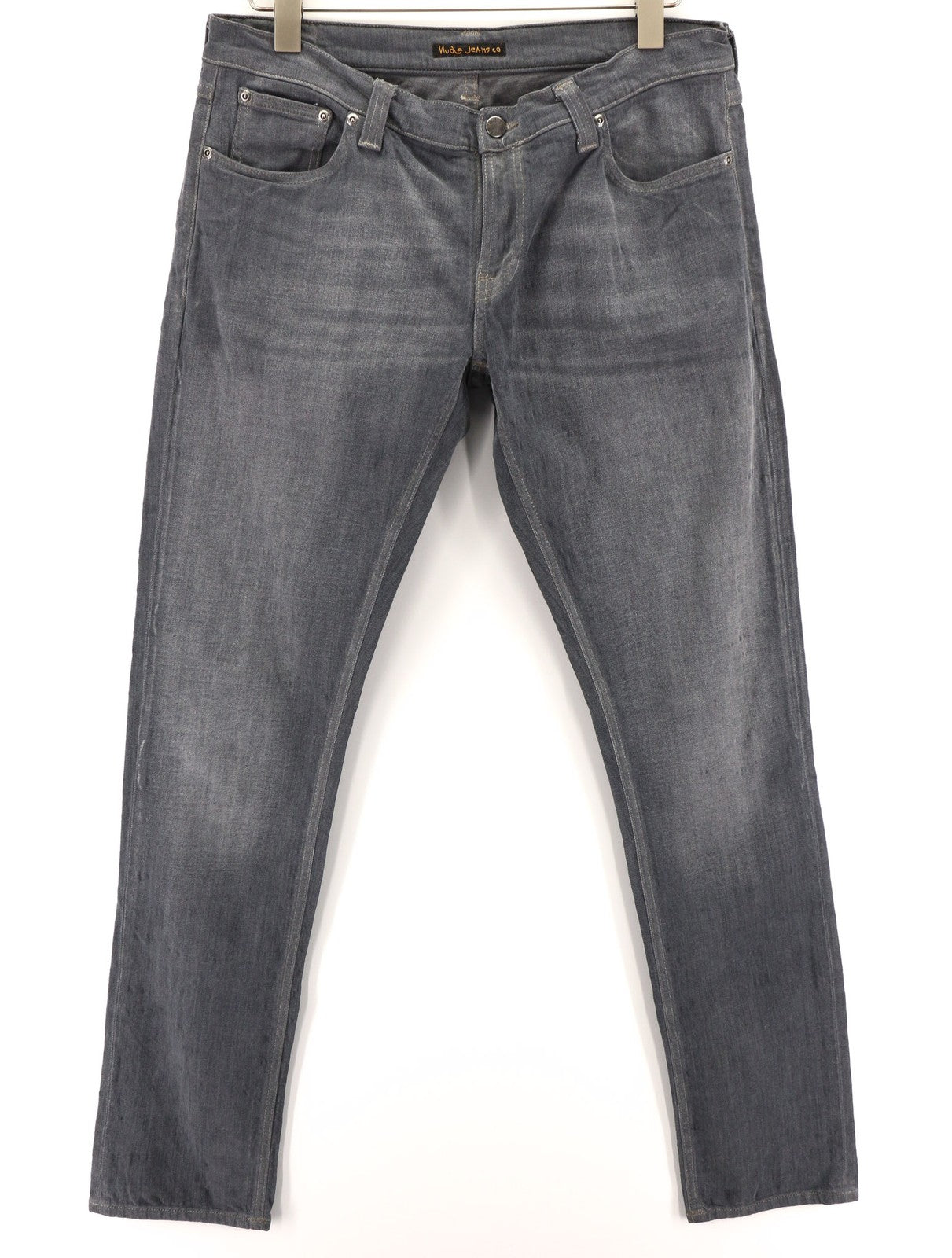 NUDIE JEANS Tight Long John Men Jeans W34/L34 Organic Charcoal Washed Slim Denim