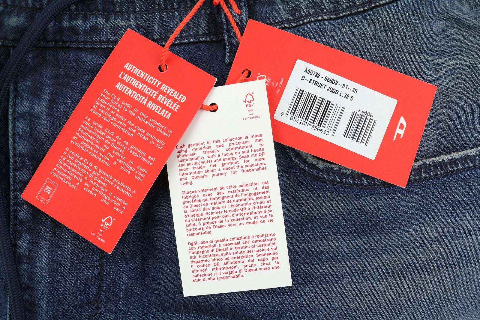 DIESEL D-Strukt Jogg 068DV Men Jeans W38/L32 Elastic Waist Stretch Blue RRP€295