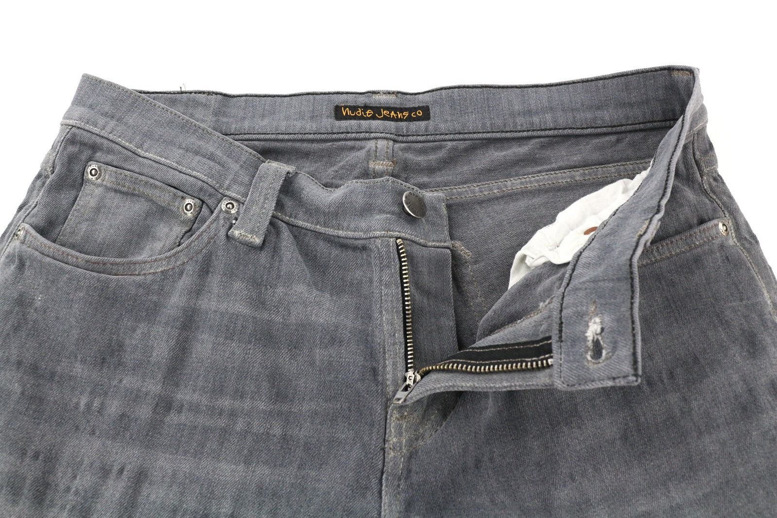 NUDIE JEANS Tight Long John Men Jeans W31/L34 Organic Charcoal Slim Fit Zip Fly