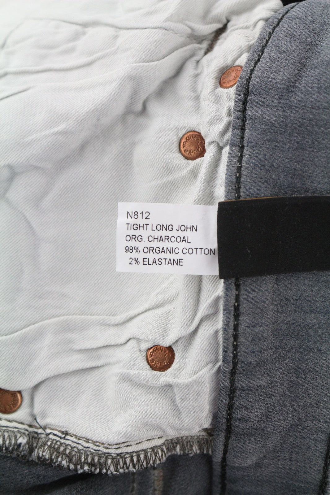 NUDIE JEANS Tight Long John Men Jeans W31/L34 Organic Charcoal Slim Fit Zip Fly